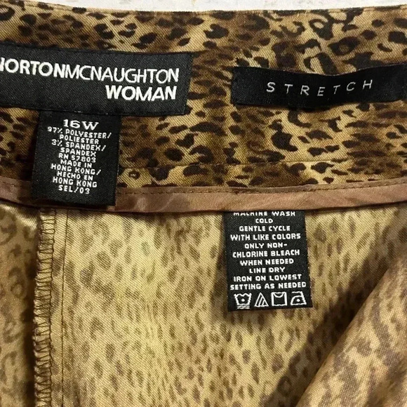 Norton Mcnaughton Woman Stretch Leopard Pants Size 16W - Picture 4 of 6